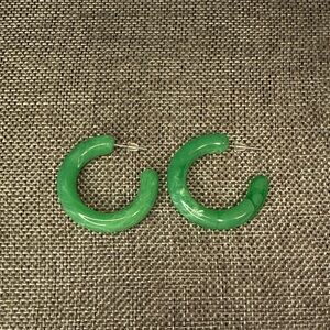 Green Hoop Earrings